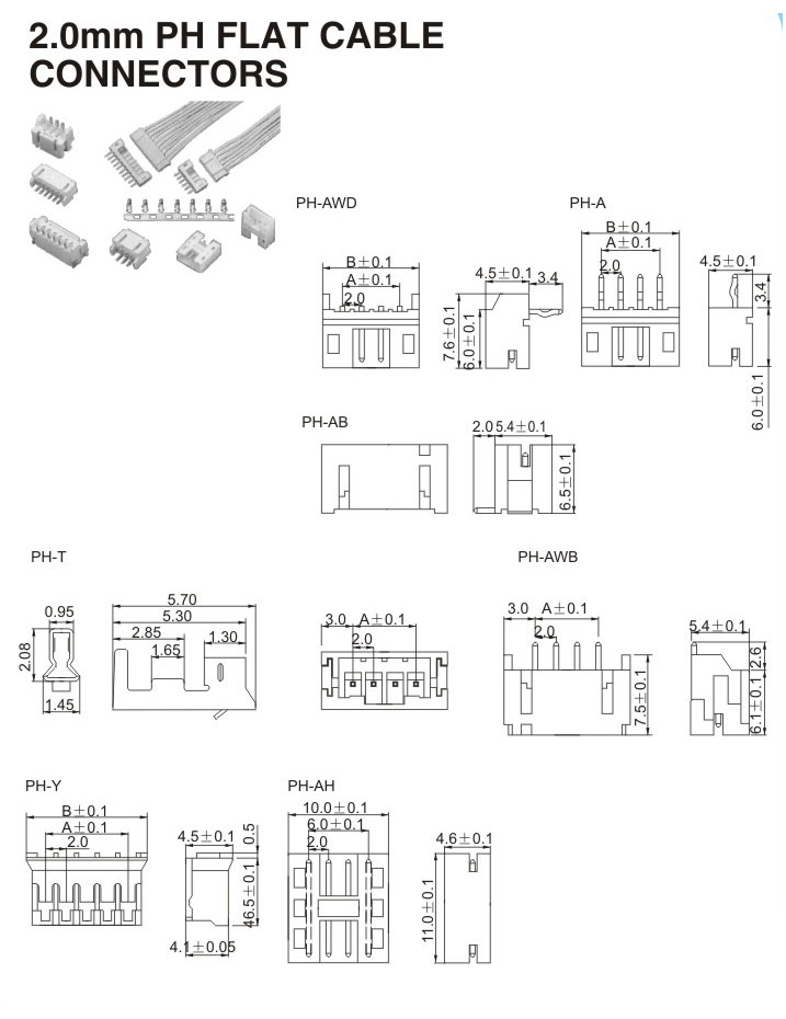 2.0mm PH FLAT CABLE CONNECTORS